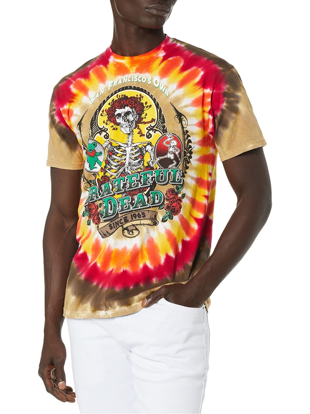 Liquid Blue Grateful Dead Bay Area Beloved Tie Dye T-shirt men L Brown